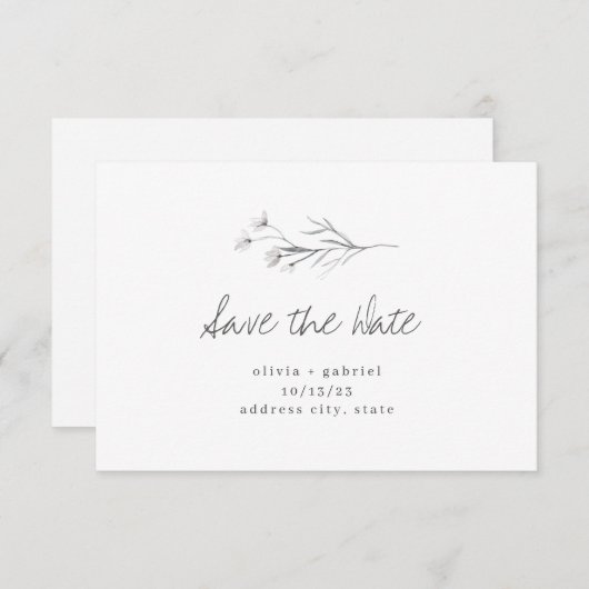 Stijlvolle, delicate, eenvoudige minimalistische k save the date (Voorkant / Achterkant)