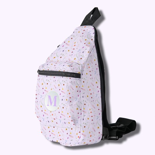 Stijlvolle delicate wilde bloemen lavendel sling bag