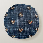 Stijlvolle Denim en Diamond Ronde Sierkussen Rond Kussen<br><div class="desc">Stijlvolle Denim en Diamond Ronde Sierkussen</div>