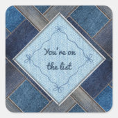 Stijlvolle Denim Party Vierkante Envelope Zegellak Sticker (Voorkant)