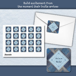 Stijlvolle Denim Party Vierkante Envelope Zegellak Sticker