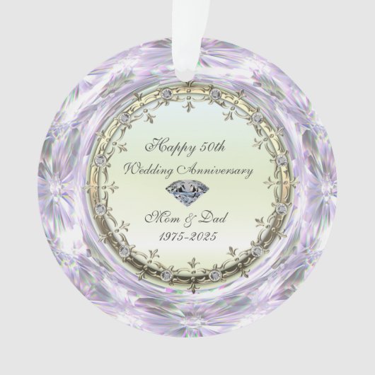 Stijlvolle diamanten 50ste huwelijksverjaardag ornament (voorkant)