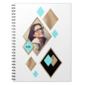 Stijlvolle Diamond Geometric met foto en monogram Notitieboek (Voorkant)