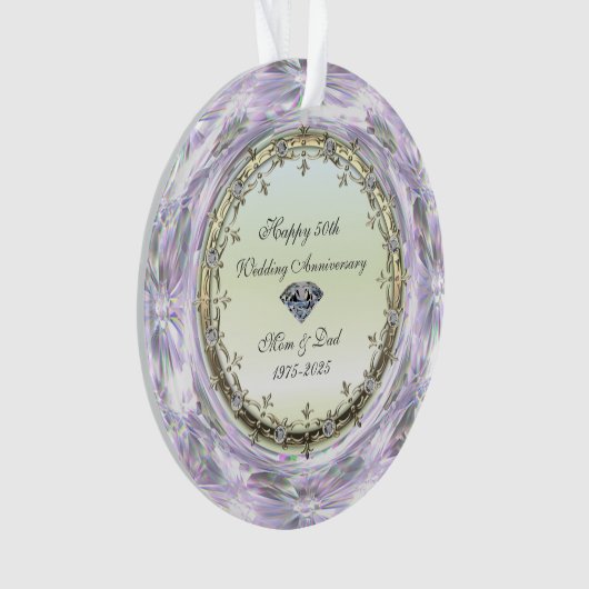 Stijlvolle Diamonds 50ste bruiloft Jubileum Ornament (voorkant)