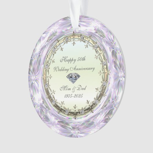 Stijlvolle Diamonds 50ste bruiloft Jubileum Ornament (voorkant)
