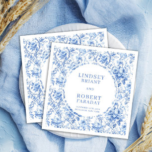 Stijlvolle diepe blauwe toile rozen aangepaste tro servet