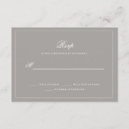 Stijlvolle diepe grijze bruiloft RSVP Kaartje