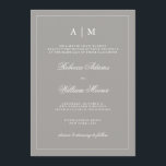 Stijlvolle diepe grijze bruiloft uitnodiging<br><div class="desc">Deze chique,  elegante trouwuitnodiging heeft een diepe tint van grijs en wit lijst en tekst. Je kunt de top personaliseren met je initialen. Een moderne maar klassieke look in een trending bruiloft kleur.</div>