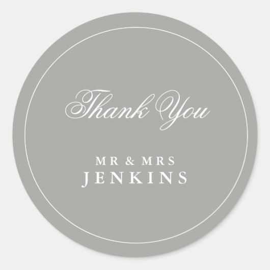 Stijlvolle diepe grijze klassieke bruiloft ronde sticker (Voorkant)
