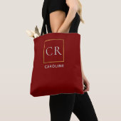 Stijlvolle dieprode gepersonaliseerde tote bag (Dichtbij)