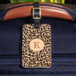 Stijlvolle dierlijke print bruin monogram bagagelabel