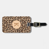 Stijlvolle dierlijke print bruin monogram bagagelabel (Voorkant horizontaal)