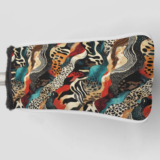 Stijlvolle dierprint-fusiedesign  golfheadcover (Voorkant)