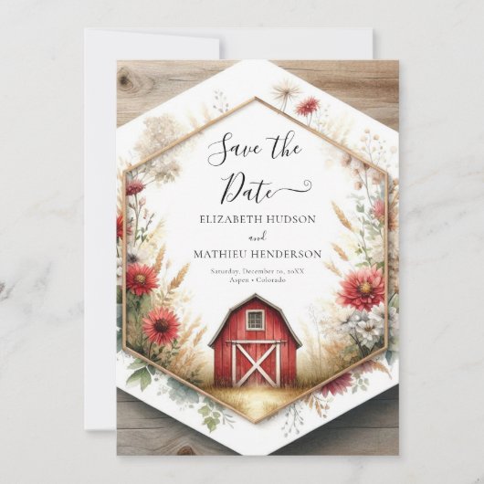 Stijlvolle Digitale Barnyard Wedding Save The Date (Voorkant)