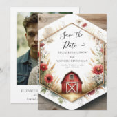 Stijlvolle Digitale Barnyard Wedding Save The Date (Voorkant / Achterkant)