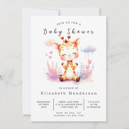 Stijlvolle digitale Giraffe Baby shower Kaart (Voorkant)