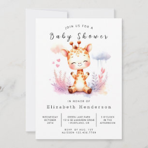 Stijlvolle digitale Giraffe Baby shower Kaart