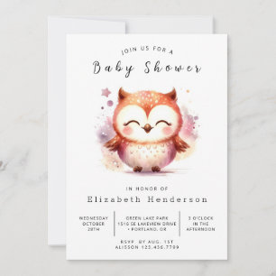 Stijlvolle digitale uil Baby shower Kaart