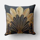 Stijlvolle Dikke Art Deco Goud Zwarte 20 x 20 Kato Kussen (Achterkant)