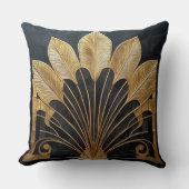 Stijlvolle Dikke Art Deco Goud Zwarte 20 x 20 Kato Kussen (Voorkant)