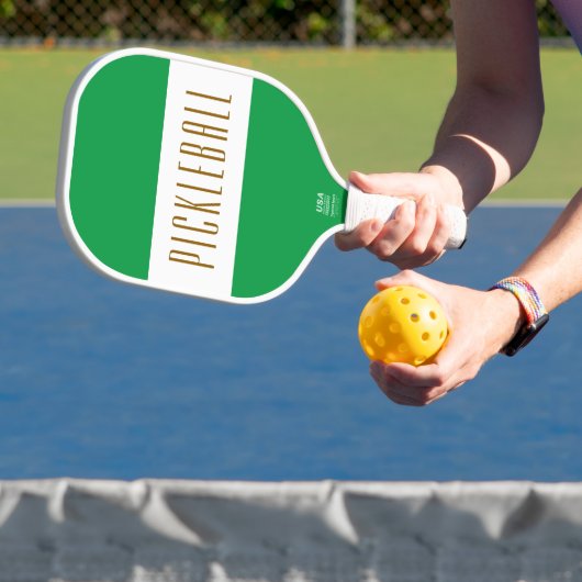 Stijlvolle dikke groene witte PICKLEBALL strepen t Paddle (Insitu)