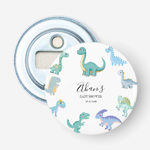 Stijlvolle Dinosaur Baby Shower Wit Button Flesopener
