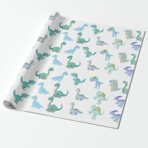 Stijlvolle Dinosaur Baby Shower Wit Cadeaupapier