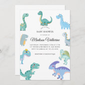 Stijlvolle Dinosaur Baby Shower Wit Kaart (Voorkant / Achterkant)