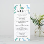 Stijlvolle Dinosaur Baby Shower Wit Menu (Staand voorkant)
