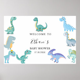 Stijlvolle Dinosaur Baby Shower Wit Poster