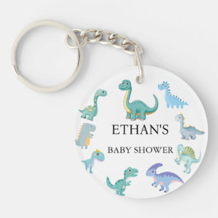 Stijlvolle Dinosaur Baby Shower Wit Sleutelhanger