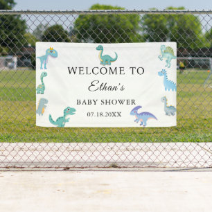 Stijlvolle Dinosaur Baby Shower Wit Spandoek