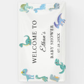 Stijlvolle Dinosaur Baby Shower Wit Spandoek (Verticaal)
