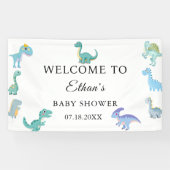 Stijlvolle Dinosaur Baby Shower Wit Spandoek (Horizontaal)