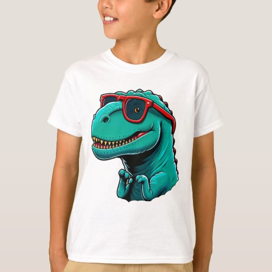 "Stijlvolle dinosaurus met bril" T-shirt (Voorkant)