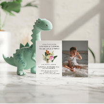 Stijlvolle dinosaurus | Uitnodiging verjaardagsfee