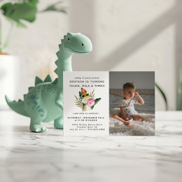 Stijlvolle dinosaurus | Uitnodiging verjaardagsfee