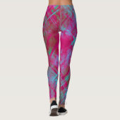 Stijlvolle Distress Plaid Check Roze Paarse Aqua Leggings (Achterkant)