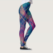 Stijlvolle Distress Plaid Check Roze Paarse Blauw Leggings (Rechts)
