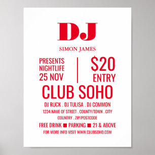 Stijlvolle DJ, Club Event Adverteren Poster