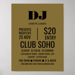 Stijlvolle DJ, Club Event Adverteren Poster