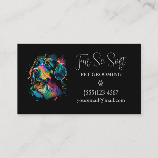 Stijlvolle Dog Pet Grooming Service Visitekaartje (Voorkant)