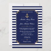 Stijlvolle donkerblauwe bruiloft kaart (Voorkant)