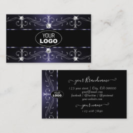 Stijlvolle, donkerblauwe  grenzen met Logo Visitekaartje