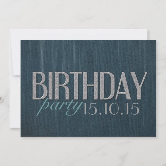 Stijlvolle donkere blauwgroen denim Guy Birthday P Kaart (Voorkant)