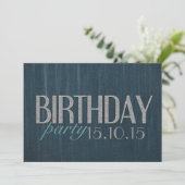 Stijlvolle donkere blauwgroen denim Guy Birthday P Kaart (Staand voorkant)