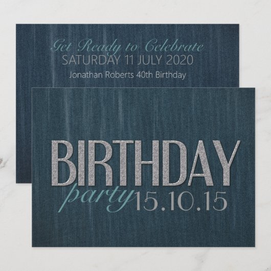Stijlvolle donkere blauwgroen denim Guy Birthday P Kaart (Voorkant / Achterkant)