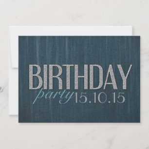 Stijlvolle donkere blauwgroen denim Guy Birthday P Kaart