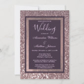 Stijlvolle donkere lavendel paarse glitter bruilof kaart (Voorkant)