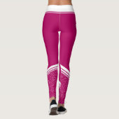 Stijlvolle donkere magenta witte strepen en naam leggings (Achterkant)